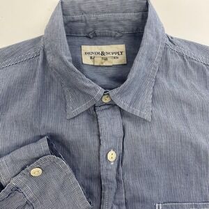 Denim & Supply Ralph Lauren Shirt Mens Large Striped Western Pocket Button Down
